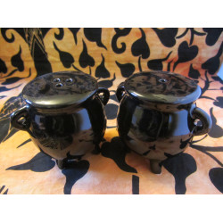 Cauldron ceramic salt and pepper shakers