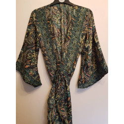 Polyester Wrap Dress (black and green) Polyester Wrap Dress (black and green)