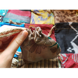 Recycled sari drawstring pouches