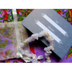 Blue Lace Agate Chip & Rhinestone Bracelet 21cm