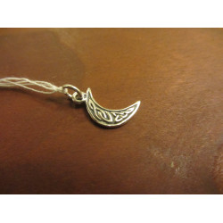 Crescent moon charm double sided Sterling Silver