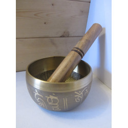 10cm brass 5 Buddha Singing Bowl with stick